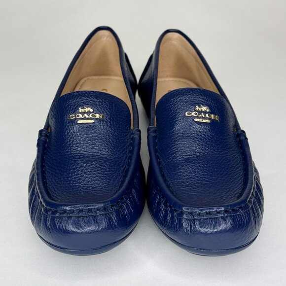 COACH Marley Driver Blue Slip On Loafers Flats‎ Pebbled Leather G4835 Size 8B US - Picture 2 of 15